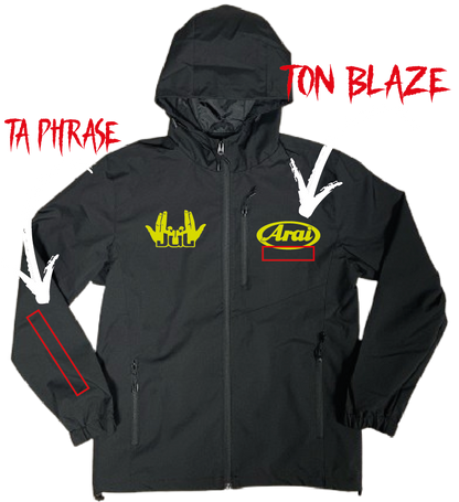 VESTE NOIRE YAMAHA JAUNE FLUO X JUL 👽 + 4 PERSO (avant/arrière)