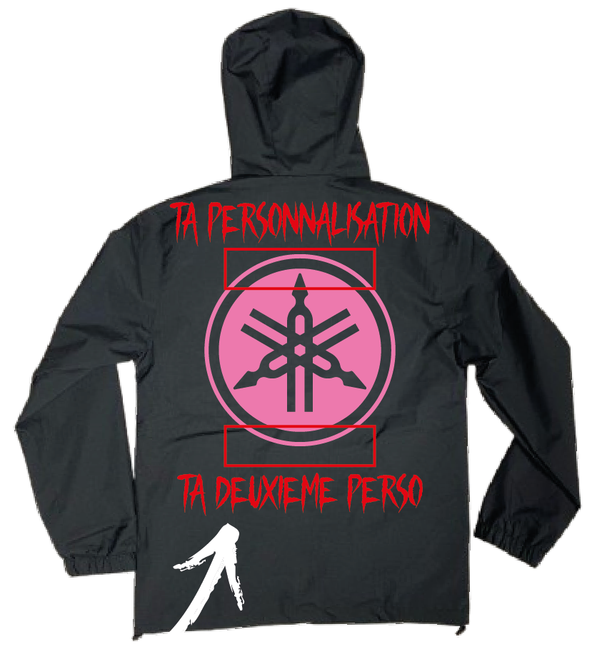 VESTE NOIRE YAMAHA ROSE X JUL 👽 + 4 PERSO (avant/arrière)