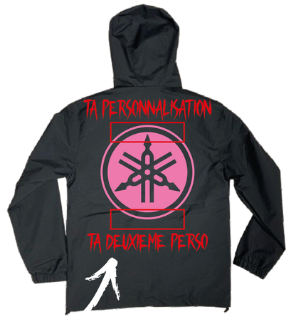 VESTE NOIRE YAMAHA ROSE X JUL 👽 + 4 PERSO (avant/arrière)